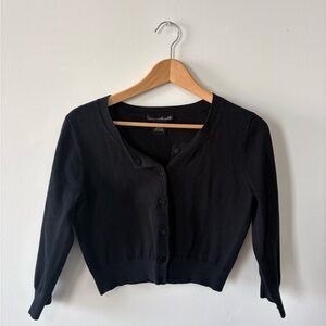 Willi Smith Cropped Black Women's Cardigan